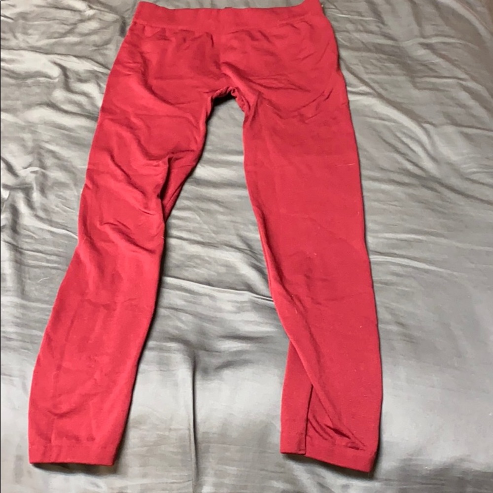 Fleece lined, maroon leggings